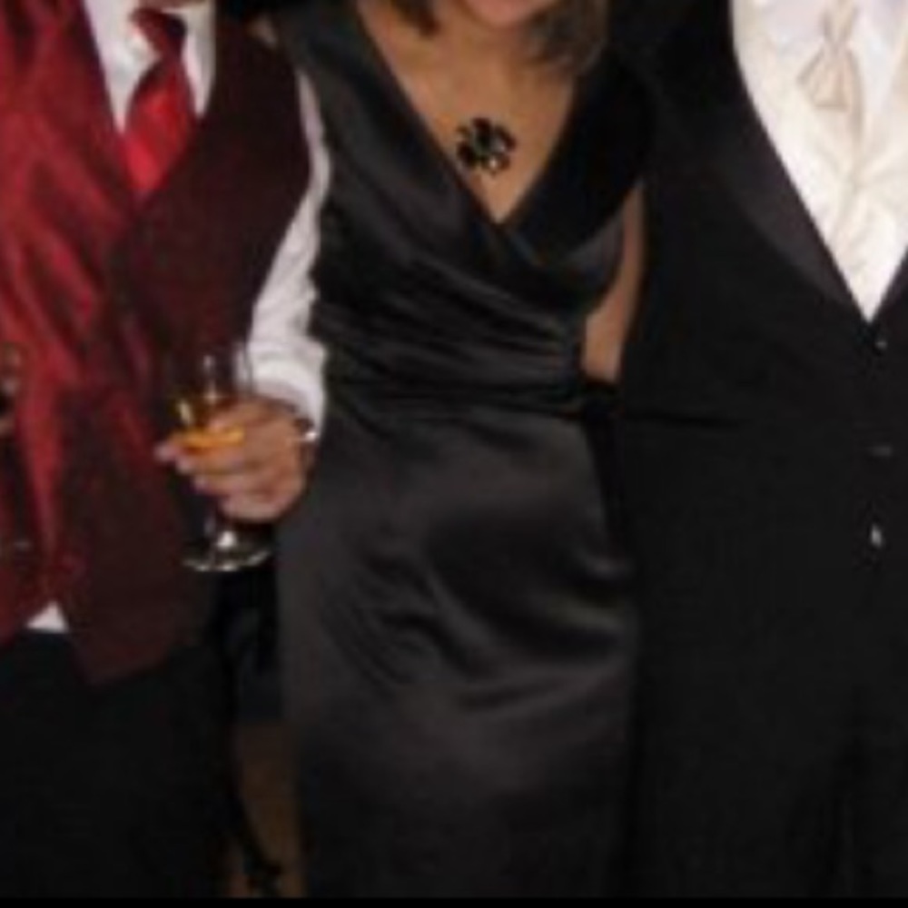 Ann Taylor black satin elegant cocktail dress